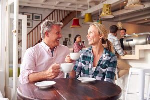 Couple enjoying coffee