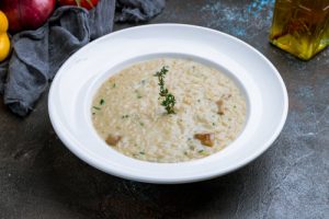 plate of mushroom risotto